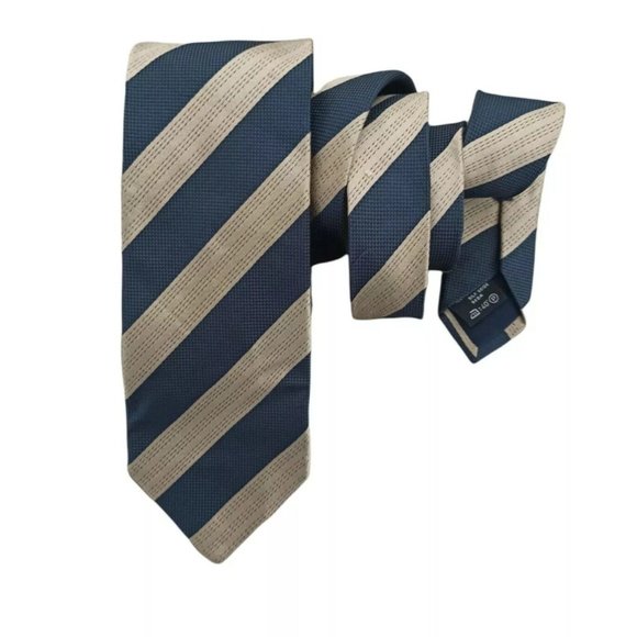 ERMENEGILDO ZEGNA Blue Striped Silk Tie ITALY 59